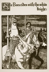 Sir Bors chevauche avec le Chevalier Blanc, illustration de 